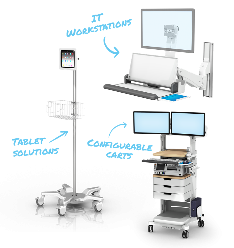 Plateaux d'ordinateur portable  Solutions de montage médical GCX