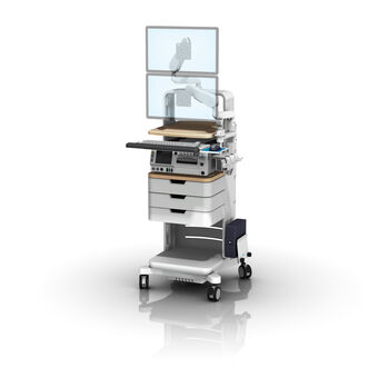 Gerätecart für Fetalmonitor der Serie GE Healthcare 250 mit herausziehbarer Tastatur