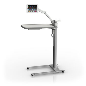 Folkstone Gray Patient Engagement Overbed Table with PRO-ADJUST™ Tablet Arm