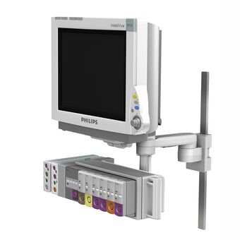 Philips IntelliVue MP60/70 on M Series Pivot Arm with Vertical Rail Interface
