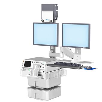 GE Corometrics 250cx Fetal Monitoring Dual Monitor Workstation with and Variable Height Arm for IT Monitor