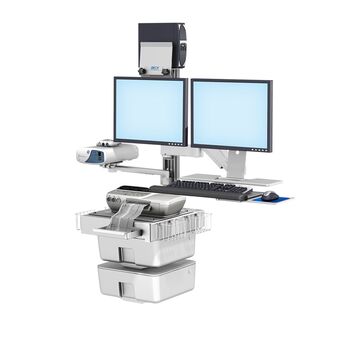 GE Corometrics 170 Fetal Monitoring Dual Monitor Workstation with Variable Height Arm for IT Monitor