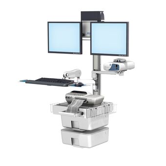 GE Corometrics 170 Fetal Monitoring Dual Monitor Wall Mount Workstation with Variable Height Keyboard Arm