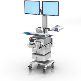 GE Corometrics 250cx Series Fetal Monitoring Dual Monitor Workstation
