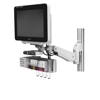 Philips IntelliVue MX600-850 on VHM-PL Variable Height Arm Channel Mount w/ Vertical Position Lock