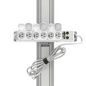 SR-0001-14 - 6fach-Steckdosenleiste in Krankenhausqualität mit 4,5-m-Kabel für GCX-Profilschiene (Klasse UL 1363A)