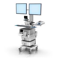 Monica FM fixed Height Roll Cart dual Monitor Mount with Telemetry loaded LG