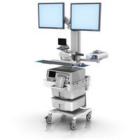 Monica FM fixed Height Roll Cart dual VHM25 Butterfly Monitor Mount with Telemetry loaded LG