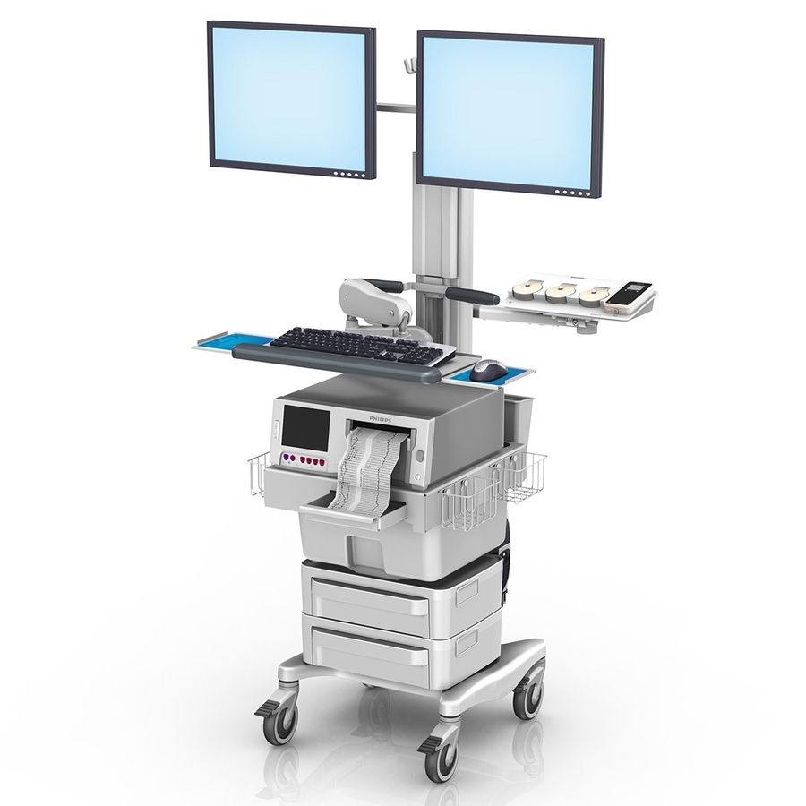 Philips Fetal Monitor Cart with Dual Horizontal Monitor Mount
